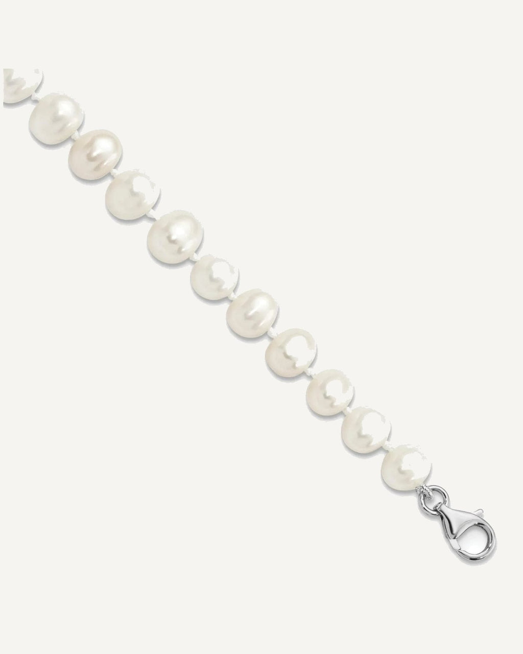 Sterling Silver Rhodium-plated 7-8mm White Near-Round Freshwater Cultured Pearl and CZ 8.5 with 2 inch Extension Anklet – View 1