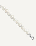 Sterling Silver Rhodium-plated 7-8mm White Near-Round Freshwater Cultured Pearl and CZ 8.5 with 2 inch Extension Anklet – View 1