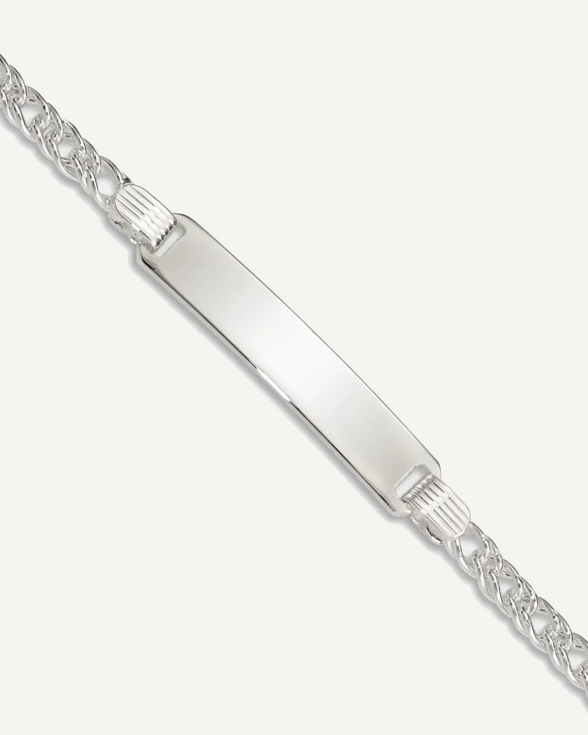 Sterling Silver Engravable Double Curb Link 27x4mm Plate 6 inch ID Bracelet – View 1