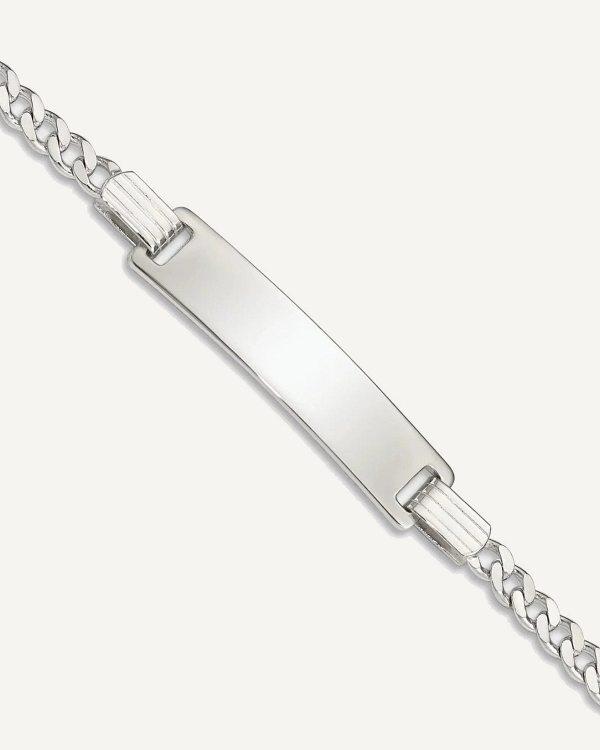 Sterling Silver Engravable Curb Link 27x5mm Plate 5.5 inch ID Bracelet – View 1