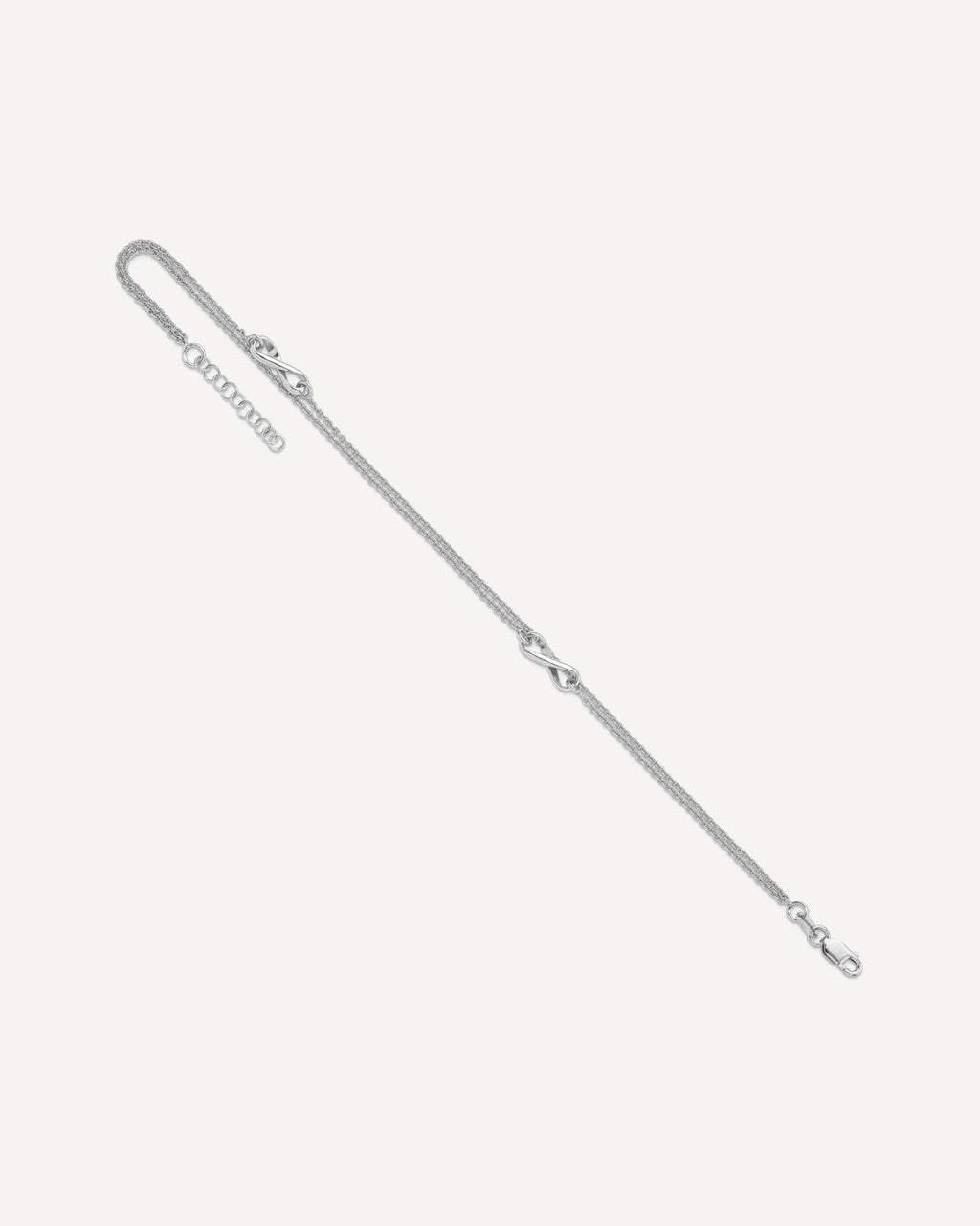 Leslie's Sterling Silver Rhodium-plated Infinity 2-Strand 9 inch Plus 1 inch Extender - Total 10 inch Anklet – View 2