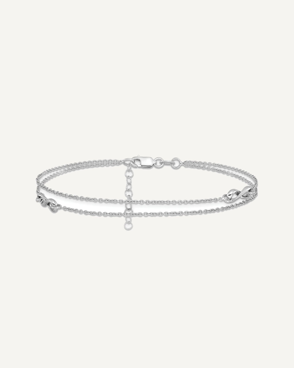 Leslie's Sterling Silver Rhodium-plated Infinity 2-Strand 9 inch Plus 1 inch Extender - Total 10 inch Anklet – View 3