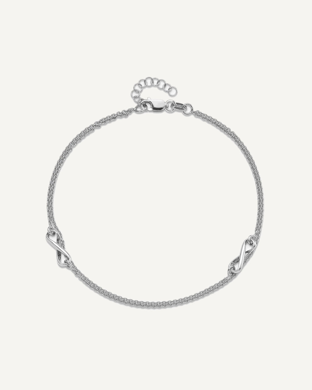 Leslie's Sterling Silver Rhodium-plated Infinity 2-Strand 9 inch Plus 1 inch Extender - Total 10 inch Anklet – View 4