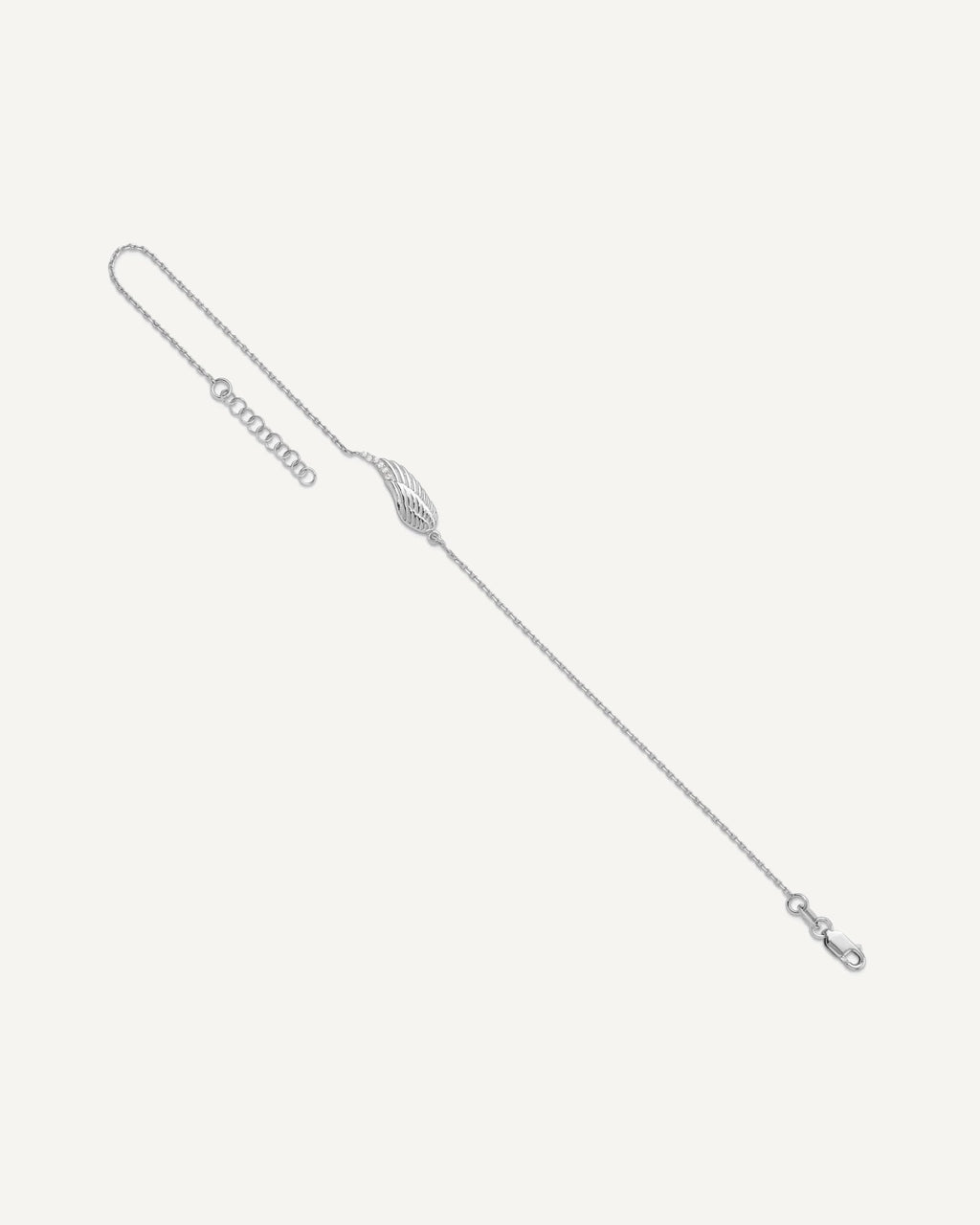 Leslie's Sterling Silver Rhodium-plated CZ Wing 9 inch Plus 1 inch Extender - Total 10 inch Anklet – View 2