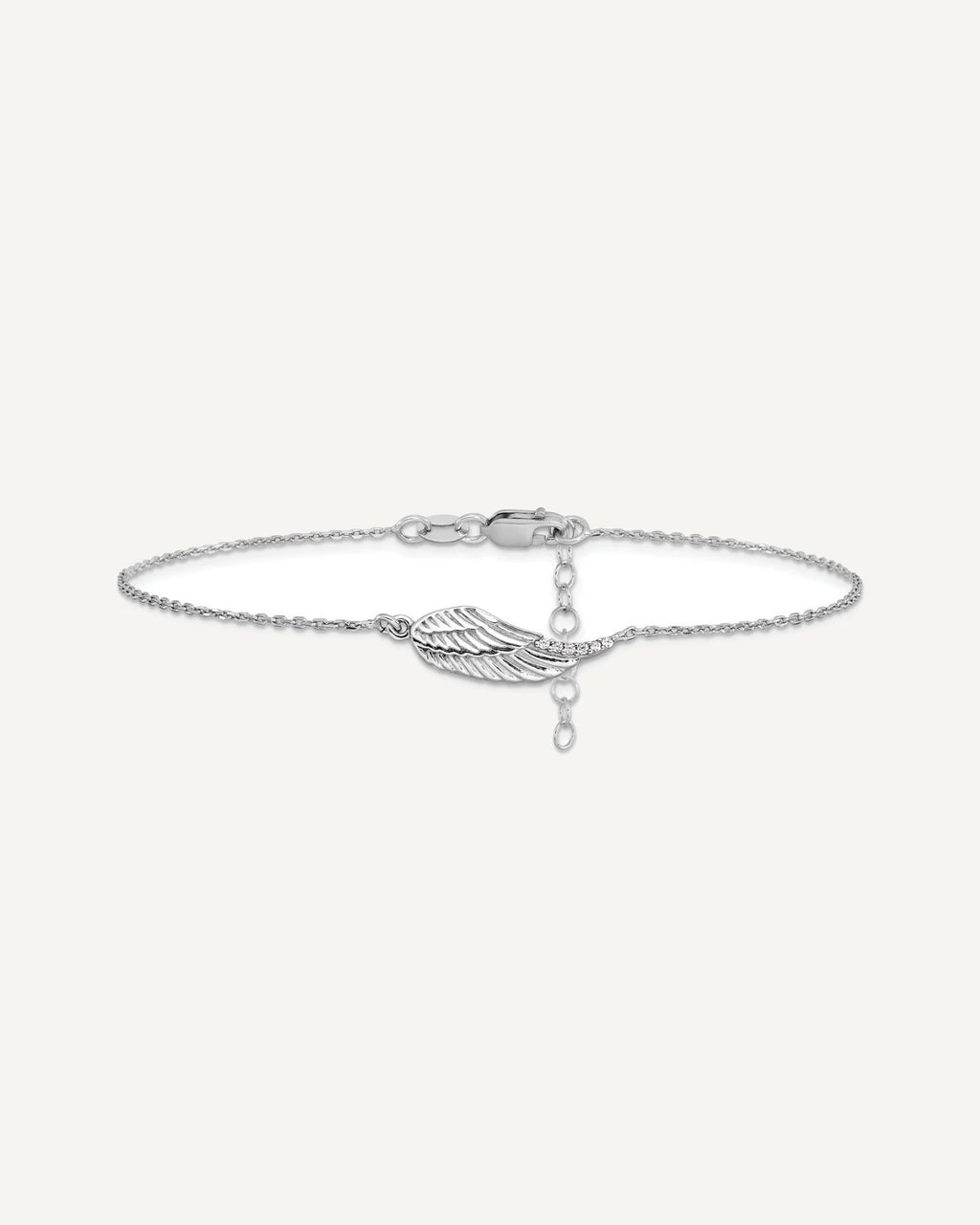 Leslie's Sterling Silver Rhodium-plated CZ Wing 9 inch Plus 1 inch Extender - Total 10 inch Anklet – View 3