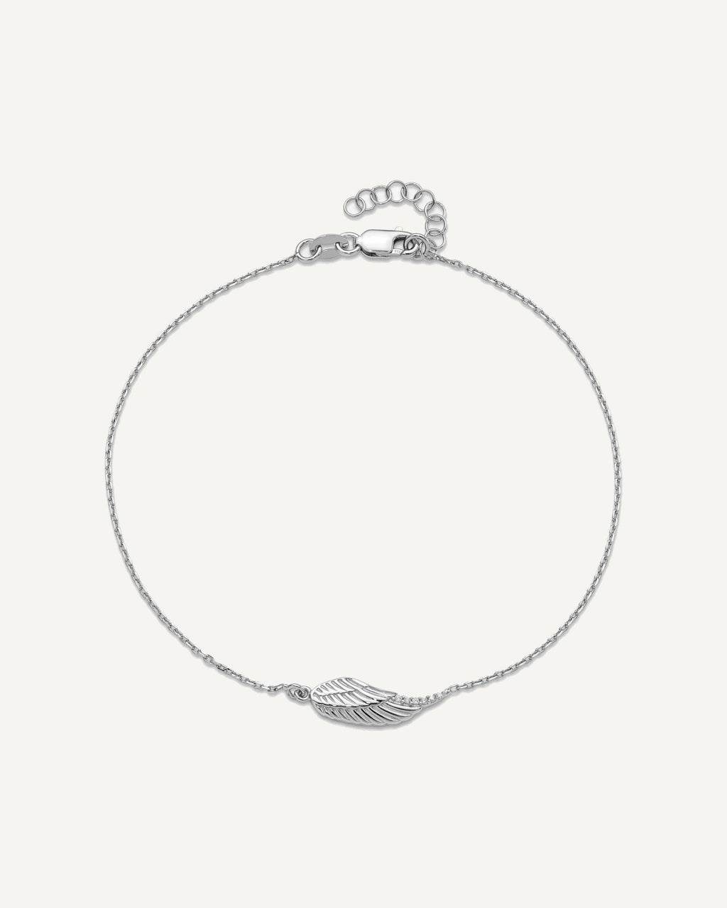 Leslie's Sterling Silver Rhodium-plated CZ Wing 9 inch Plus 1 inch Extender - Total 10 inch Anklet – View 4