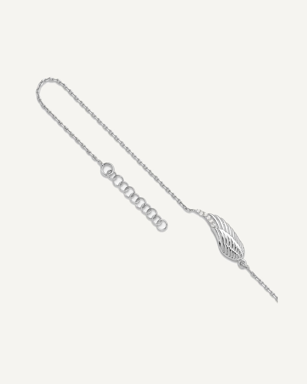Leslie's Sterling Silver Rhodium-plated CZ Wing 9 inch Plus 1 inch Extender - Total 10 inch Anklet – View 1