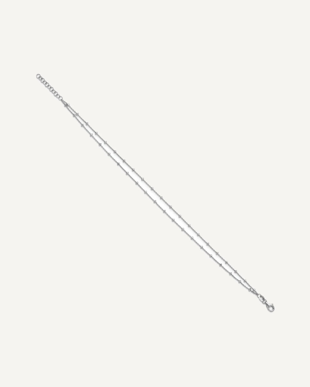 Leslie's Sterling Silver Rhodium-plated 2-Strand Beaded 9 inch Plus 1 inch Extender - Total 10 inch Anklet – View 2