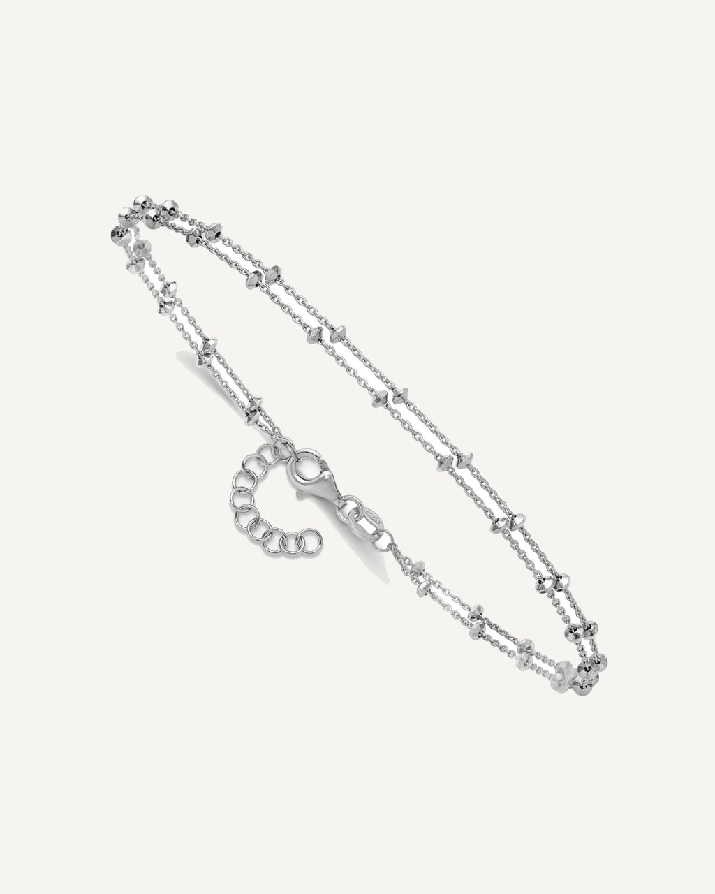 Leslie's Sterling Silver Rhodium-plated 2-Strand Beaded 9 inch Plus 1 inch Extender - Total 10 inch Anklet – View 3