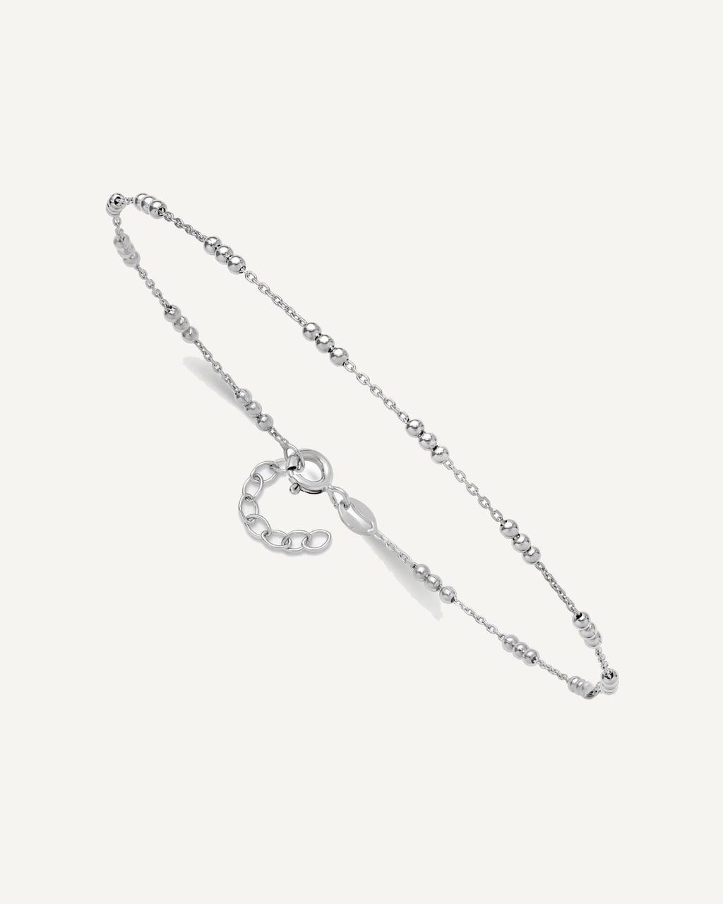 Leslie's Sterling Silver Rhodium-plated Bead 9 inch Plus 1 inch Extender - Total 10 inch Anklet – View 3