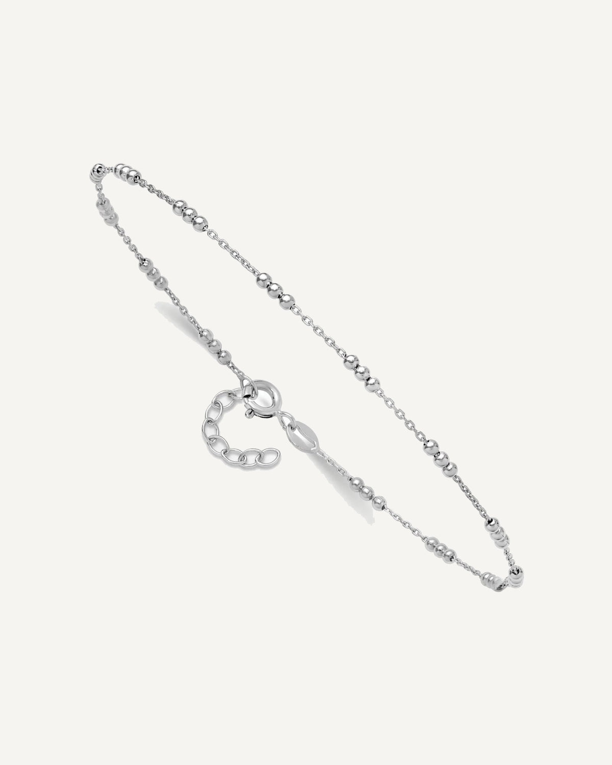 Leslie's Sterling Silver Rhodium-plated Bead 9 inch Plus 1 inch Extender - Total 10 inch Anklet – View 3