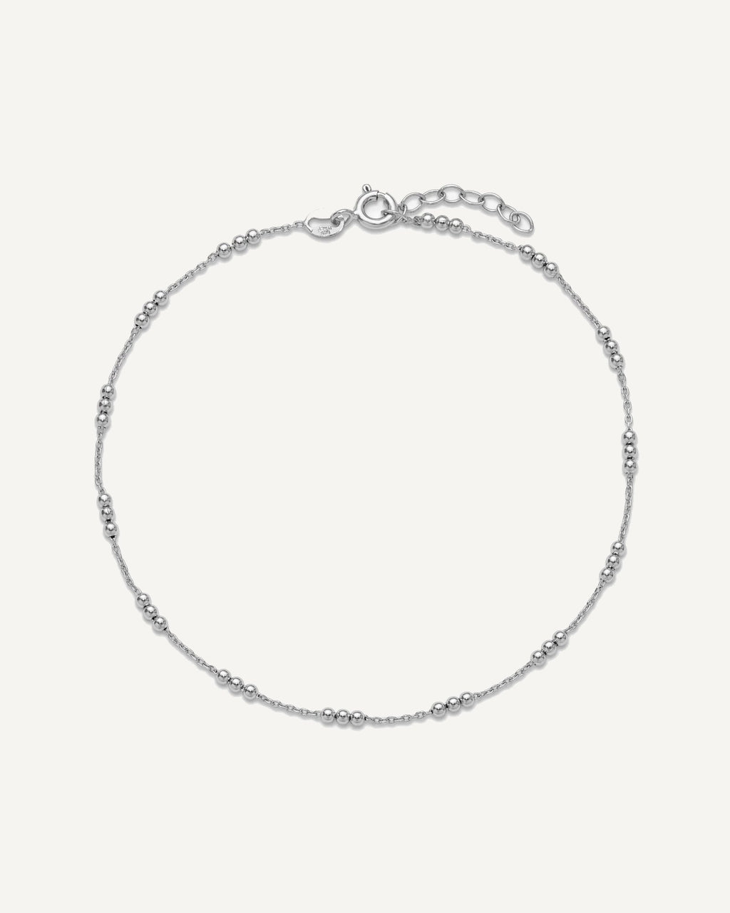 Leslie's Sterling Silver Rhodium-plated Bead 9 inch Plus 1 inch Extender - Total 10 inch Anklet – View 4