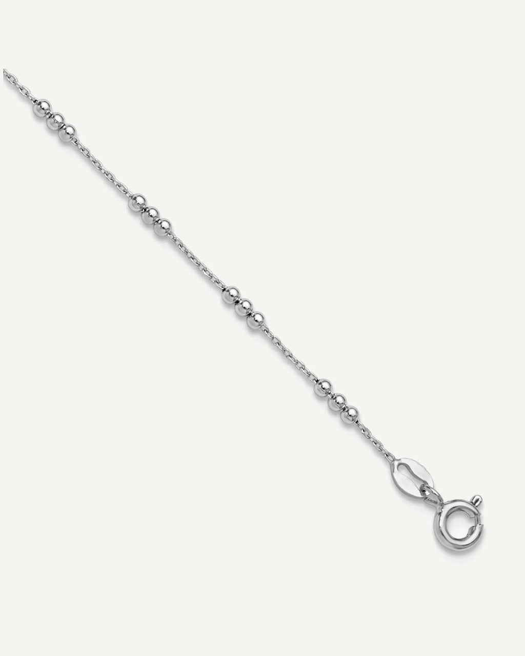 Leslie's Sterling Silver Rhodium-plated Bead 9 inch Plus 1 inch Extender - Total 10 inch Anklet – View 1