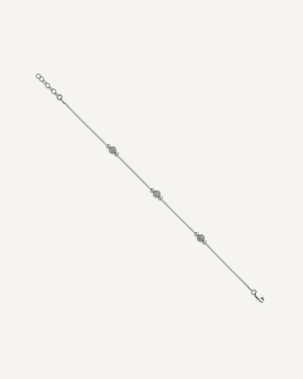 Leslie's Sterling Silver Rhodium-plated Textured Bead 9 inch Plus 1 inch Extender - Total 10 inch Anklet – View 2