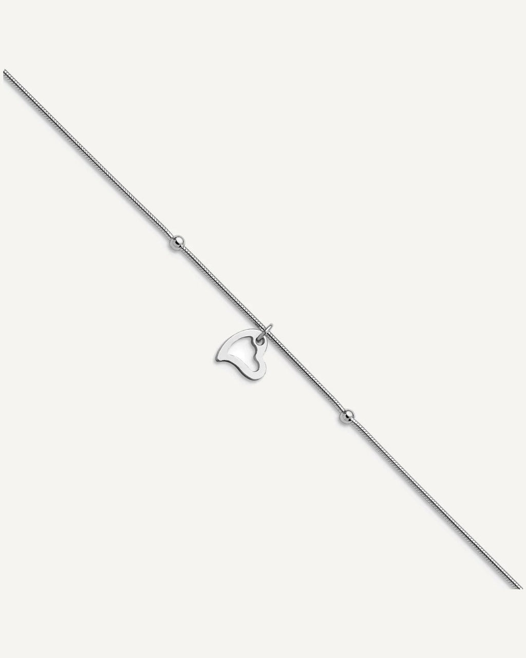 Leslie's Sterling Silver Rhodium-plated Heart Dangle 9 inch Plus 1 inch Extender - Total 10 inch Anklet – View 1
