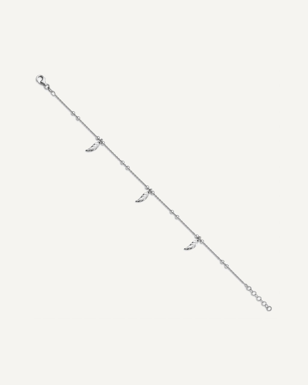 Leslie's Sterling Silver Rhodium-plated Feathers 9 inch Plus 1 inch Extender - Total 10 inch Anklet – View 2
