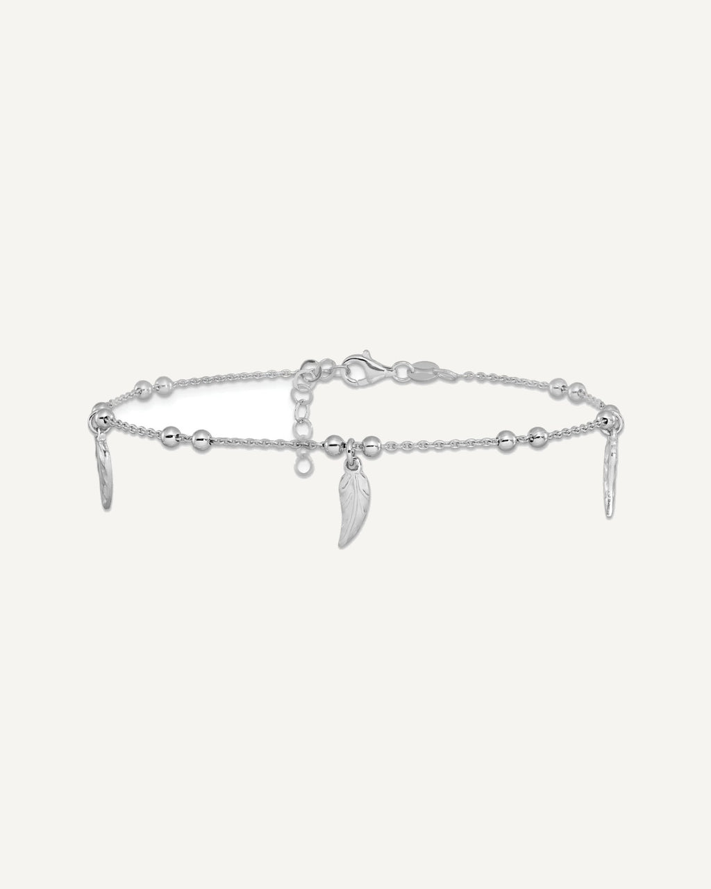 Leslie's Sterling Silver Rhodium-plated Feathers 9 inch Plus 1 inch Extender - Total 10 inch Anklet – View 3
