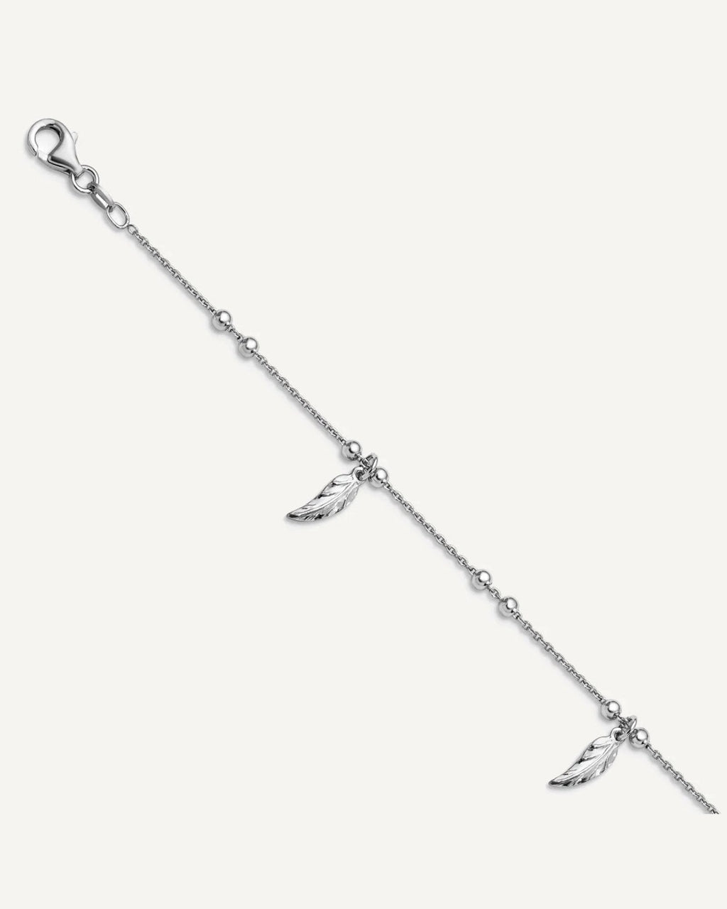 Leslie's Sterling Silver Rhodium-plated Feathers 9 inch Plus 1 inch Extender - Total 10 inch Anklet – View 1