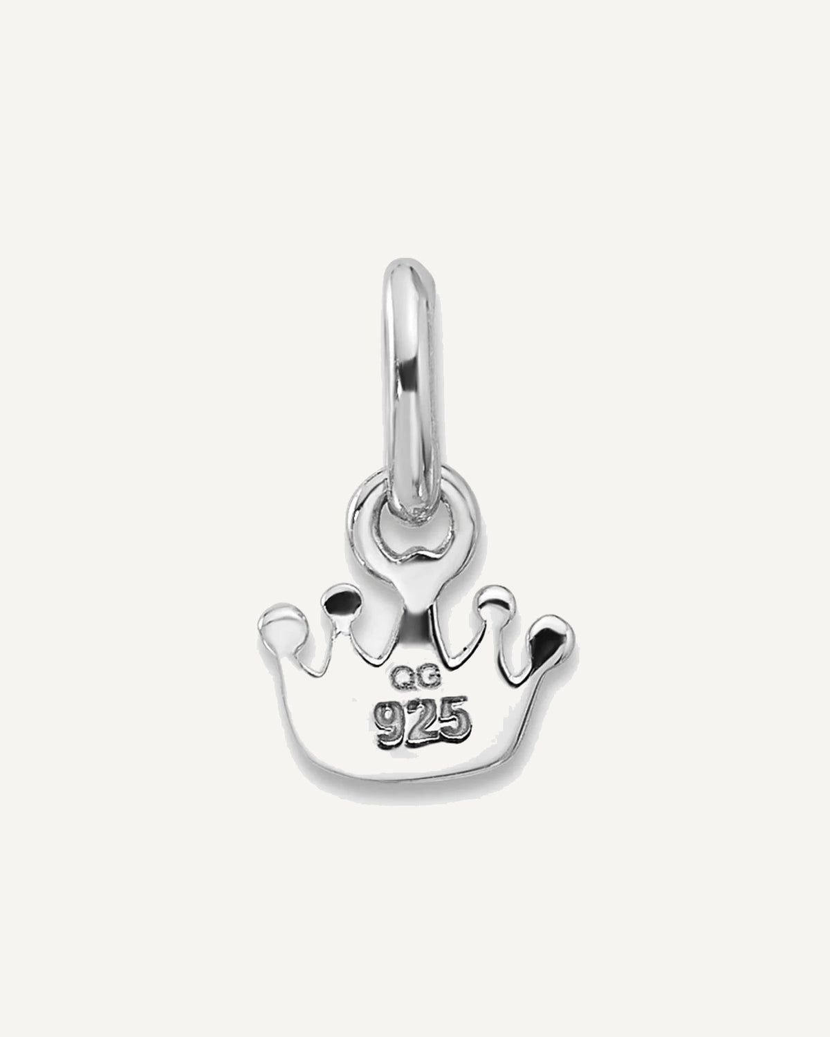 Sterling Silver Rhodium-plated Pink Enameled Heart Polished Crown Petite Pendant – View 3