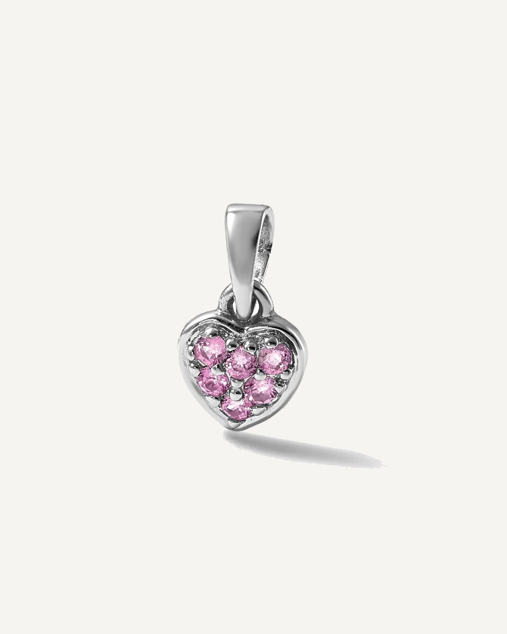 Sterling Silver Rhodium-plated Polished Pink CZ Heart Pendant – View 5