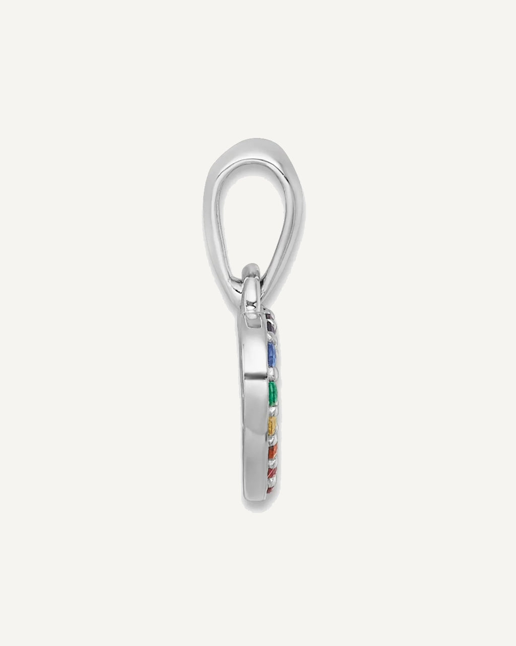 Sterling Silver Rhodium-plated Polished Rainbow Nano Crystals Open Heart Shape Petite Pendant – View 2