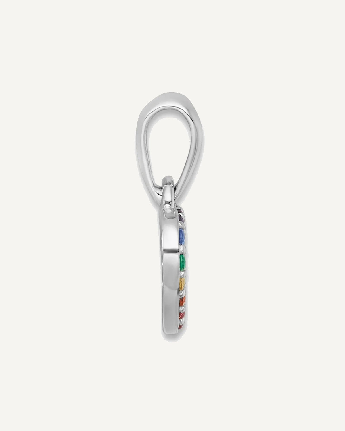 Sterling Silver Rhodium-plated Polished Rainbow Nano Crystals Open Heart Shape Petite Pendant – View 2