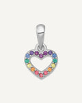 Sterling Silver Rhodium-plated Polished Rainbow Nano Crystals Open Heart Shape Petite Pendant – View 1