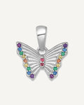 Sterling Silver Rhodium-plated Polished Rainbow Nano Crystals Petite Butterfly Pendant – View 1