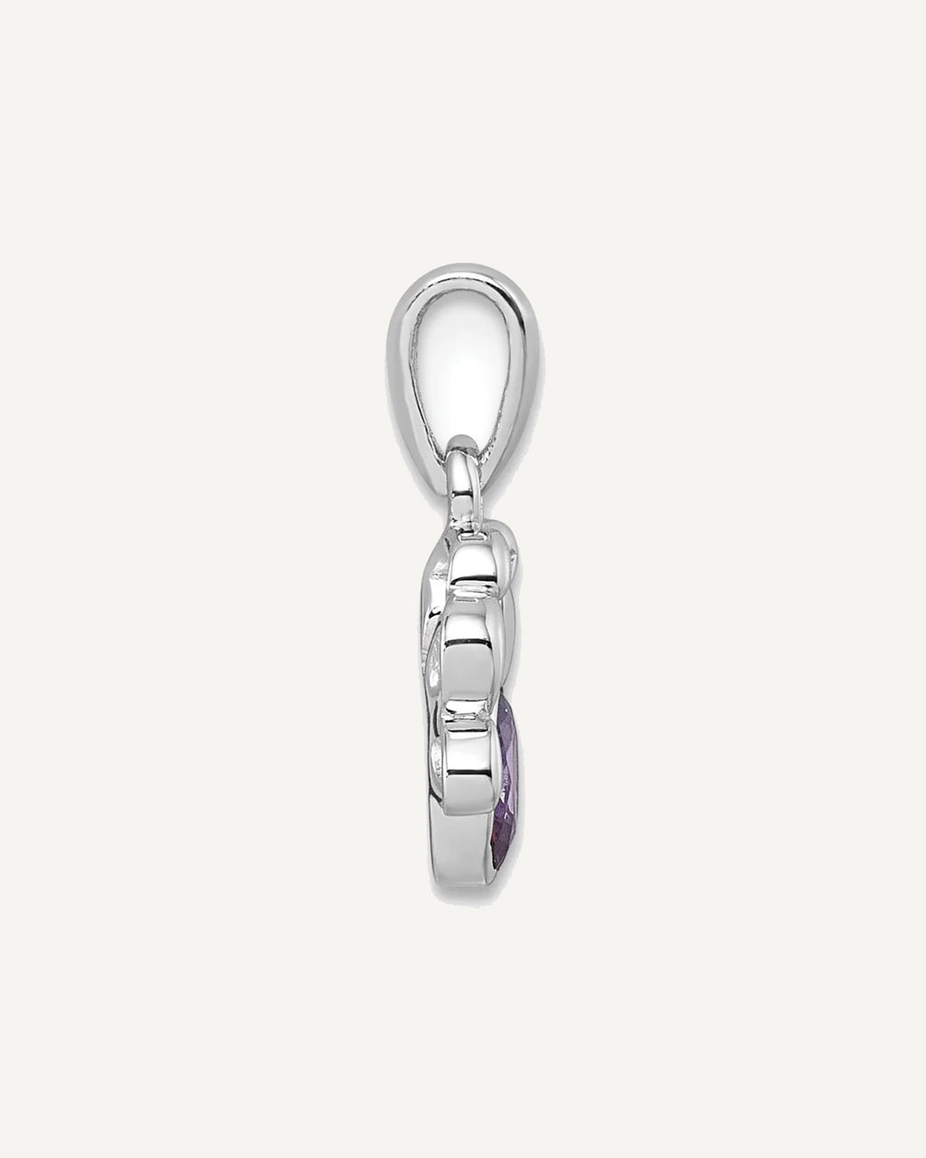 Sterling Silver Rhodium-plated Polished Pink and Purple CZ Butterfly Petite Pendant – View 2