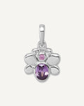 Sterling Silver Rhodium-plated Polished Pink and Purple CZ Butterfly Petite Pendant – View 1