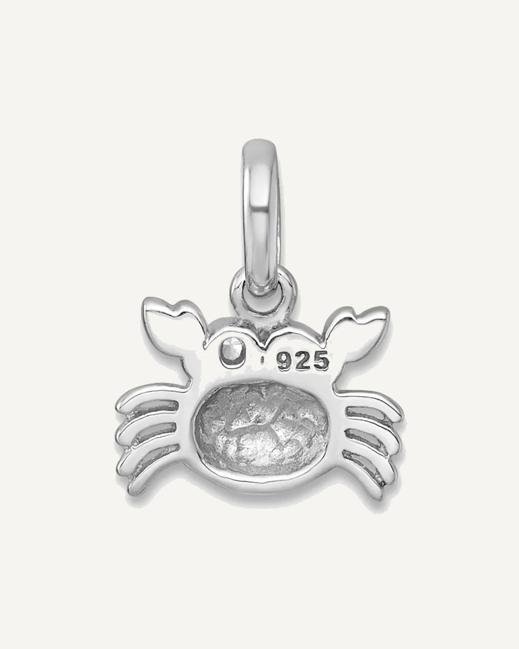 Sterling Silver Rhodium-plated Polished Crab with Black Enamel and CZ Eyes Petite Pendant – View 3