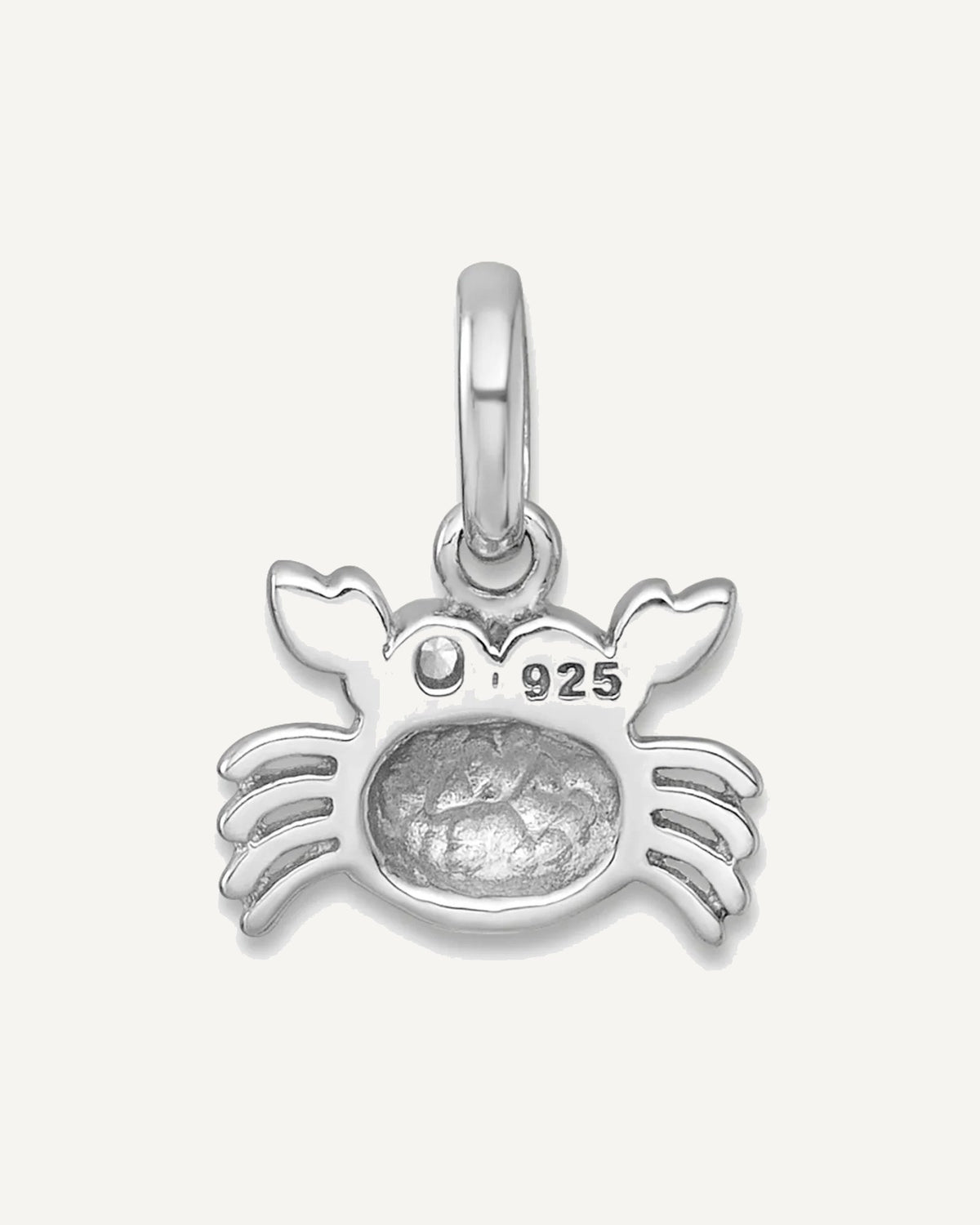 Sterling Silver Rhodium-plated Polished Crab with Black Enamel and CZ Eyes Petite Pendant – View 3