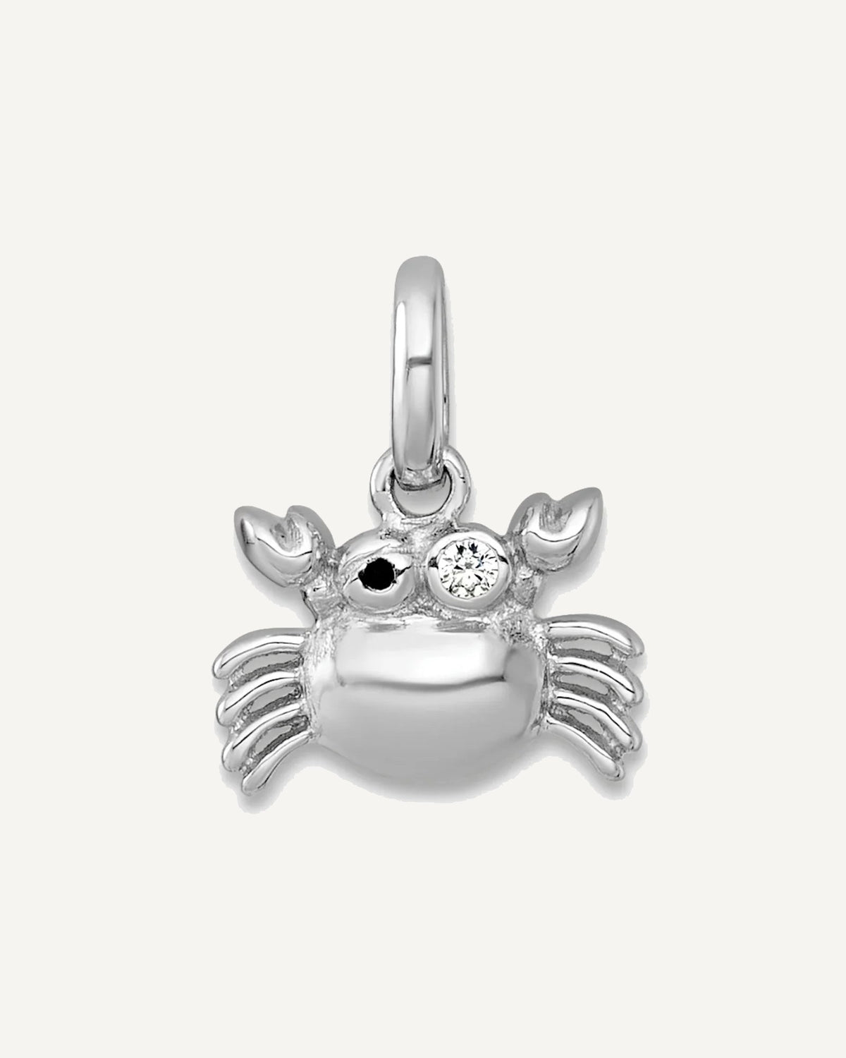 Sterling Silver Rhodium-plated Polished Crab with Black Enamel and CZ Eyes Petite Pendant – View 1