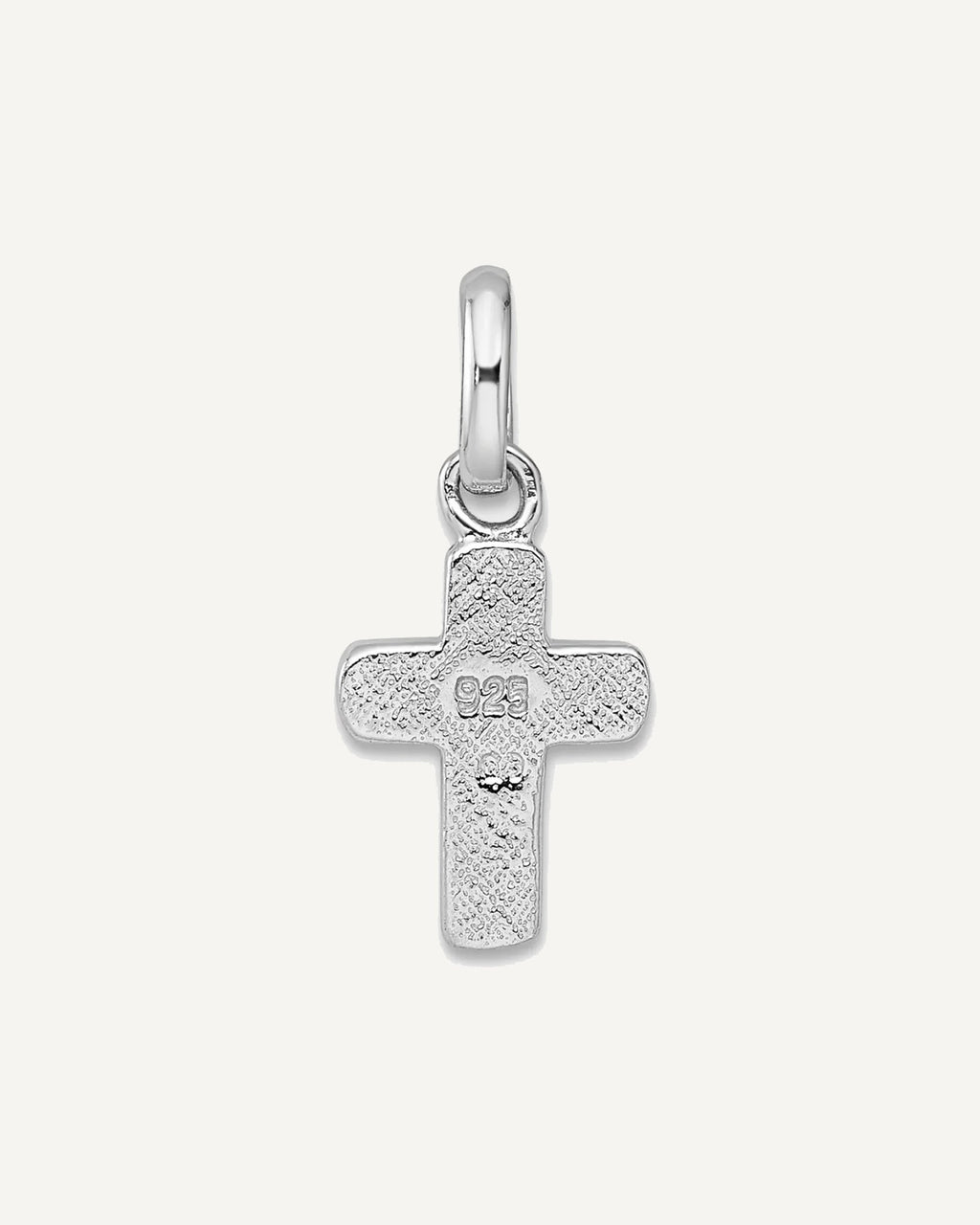 Sterling Silver Rhodium-plated Polished Pink Enamel Cross Charm Pendant – View 3