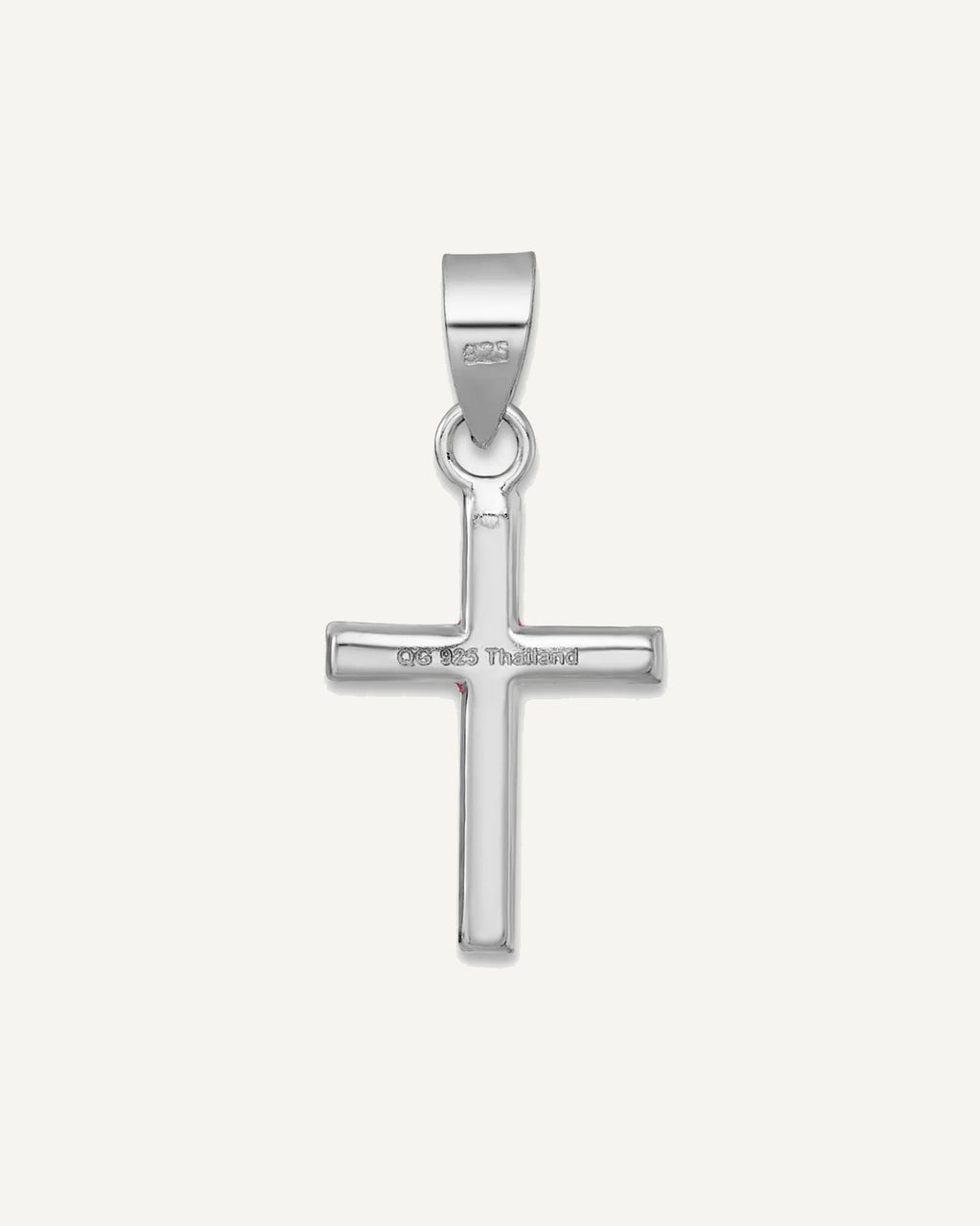 Sterling Silver Rhodium-plated Polished Pink/Blue/Green/Purple Crystal Cross Pendant – View 3