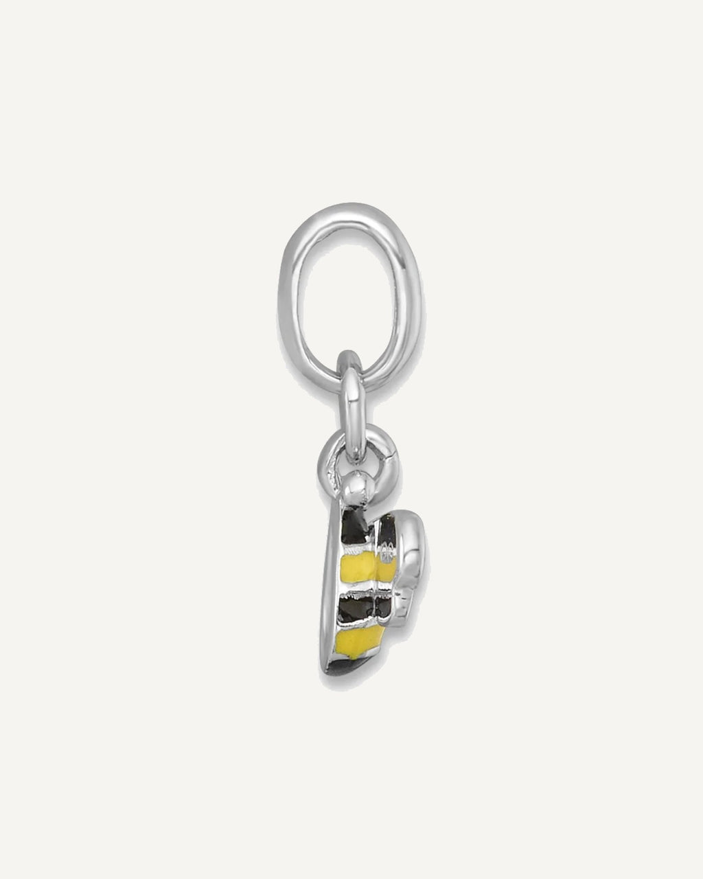 Sterling Silver Rhodium-plated Black/Yellowith White Enamel Bee Petite Pendant – View 2