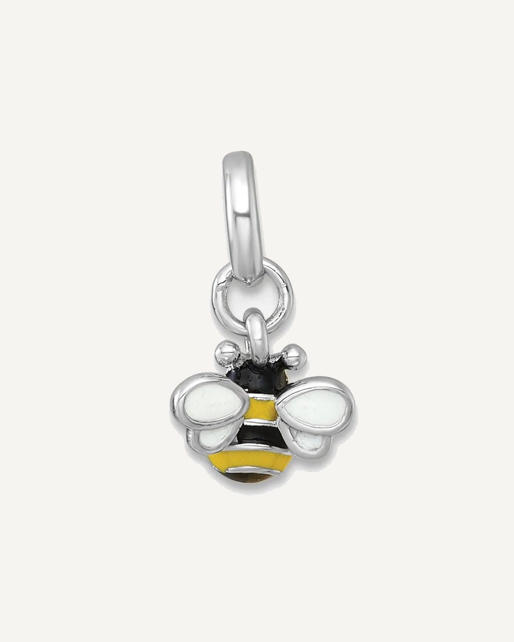 Sterling Silver Rhodium-plated Black/Yellowith White Enamel Bee Petite Pendant – View 1