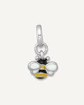 Sterling Silver Rhodium-plated Black/Yellowith White Enamel Bee Petite Pendant – View 1
