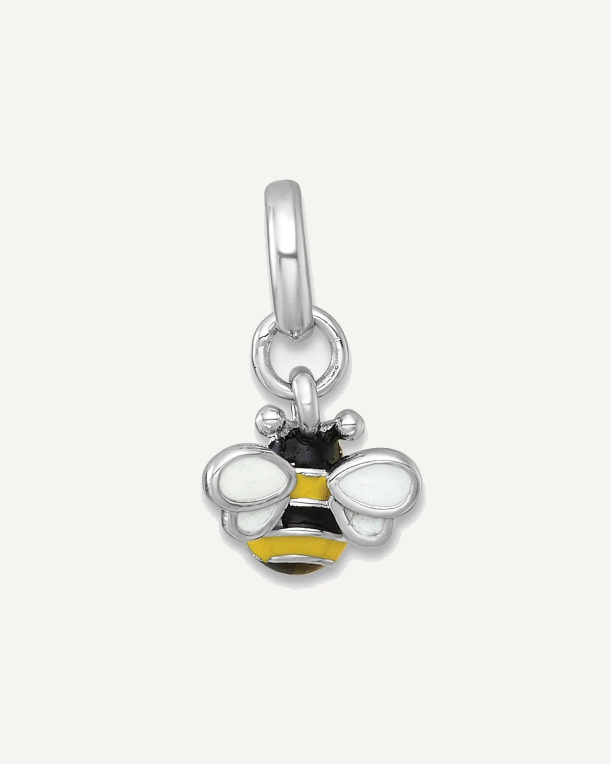 Sterling Silver Rhodium-plated Black/Yellowith White Enamel Bee Petite Pendant – View 1