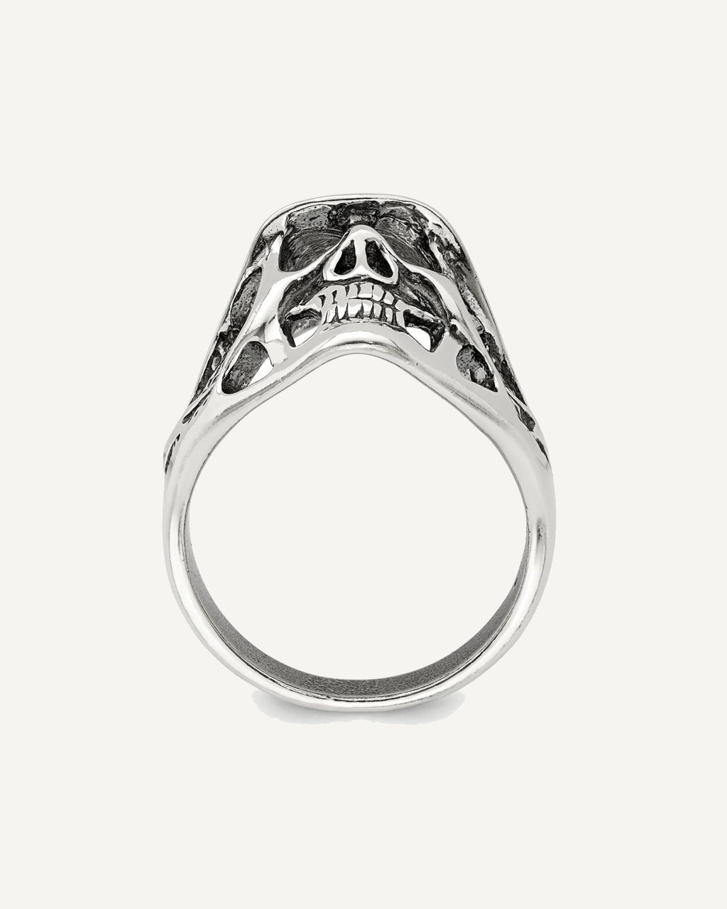 Sterling Silver Antiqued Skull Ring – View 2