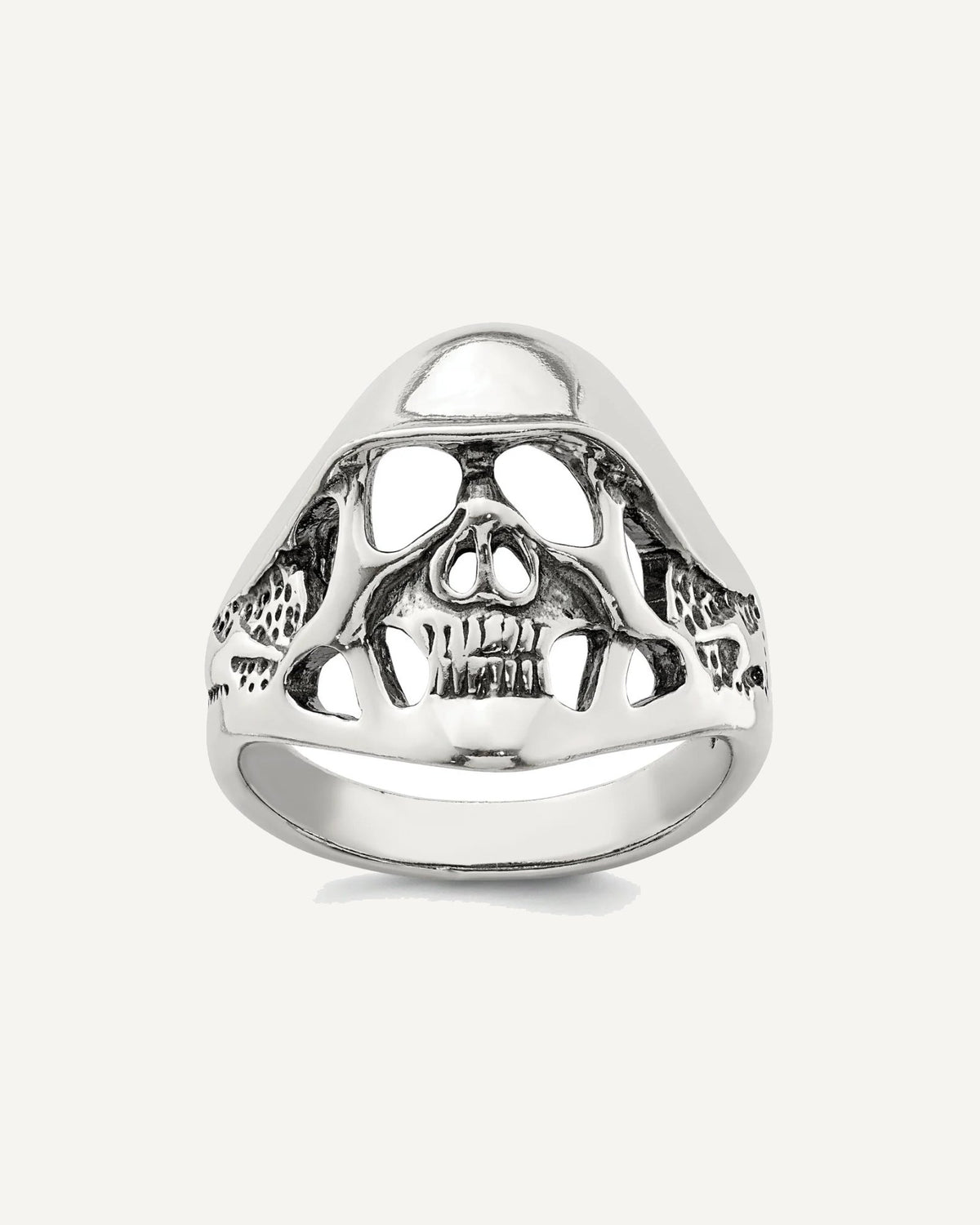 Sterling Silver Antiqued Skull Ring – View 1