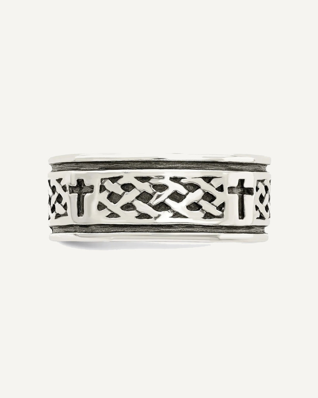 Sterling Silver Cross and Weave Design Ring – View 4