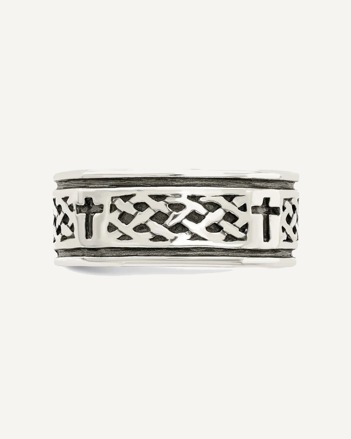 Sterling Silver Cross and Weave Design Ring – View 4