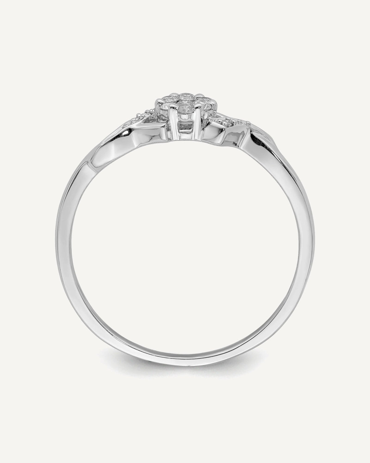 Sterling Silver Rhodium Plated Diamond Ring – View 2