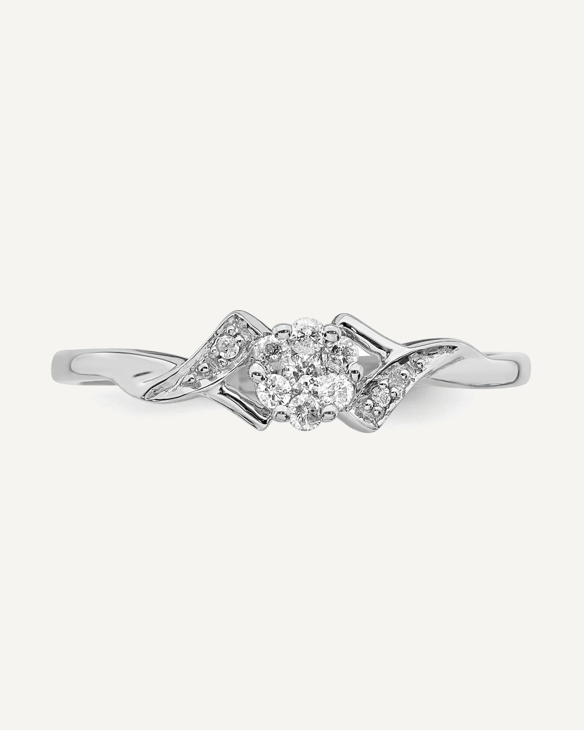 Sterling Silver Rhodium Plated Diamond Ring – View 5
