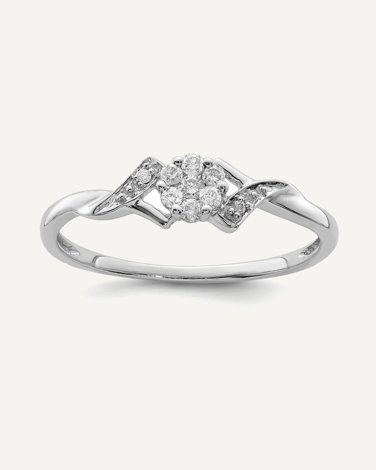 Sterling Silver Rhodium Plated Diamond Ring – View 1