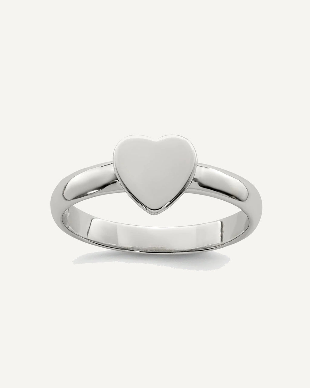 Sterling Silver Rhodium-plated Polished Heart Size 3 Ring – View 1