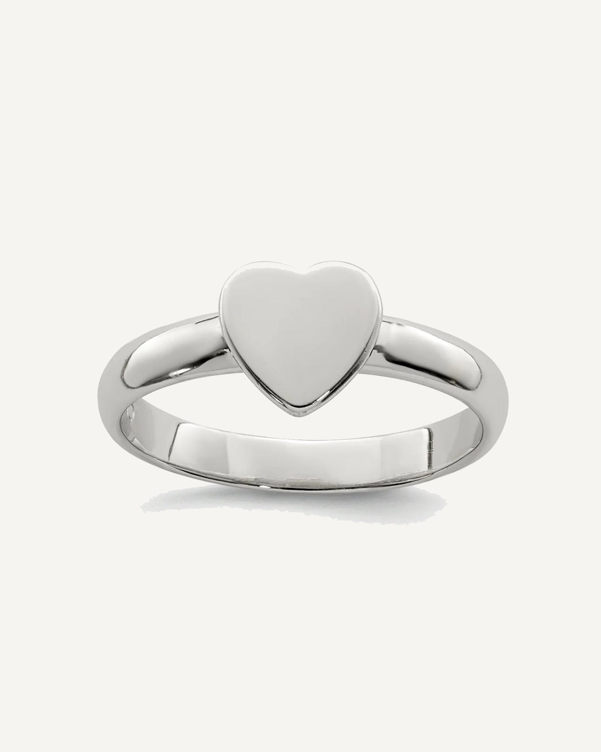 Sterling Silver Rhodium-plated Polished Heart Size 3 Ring – View 1