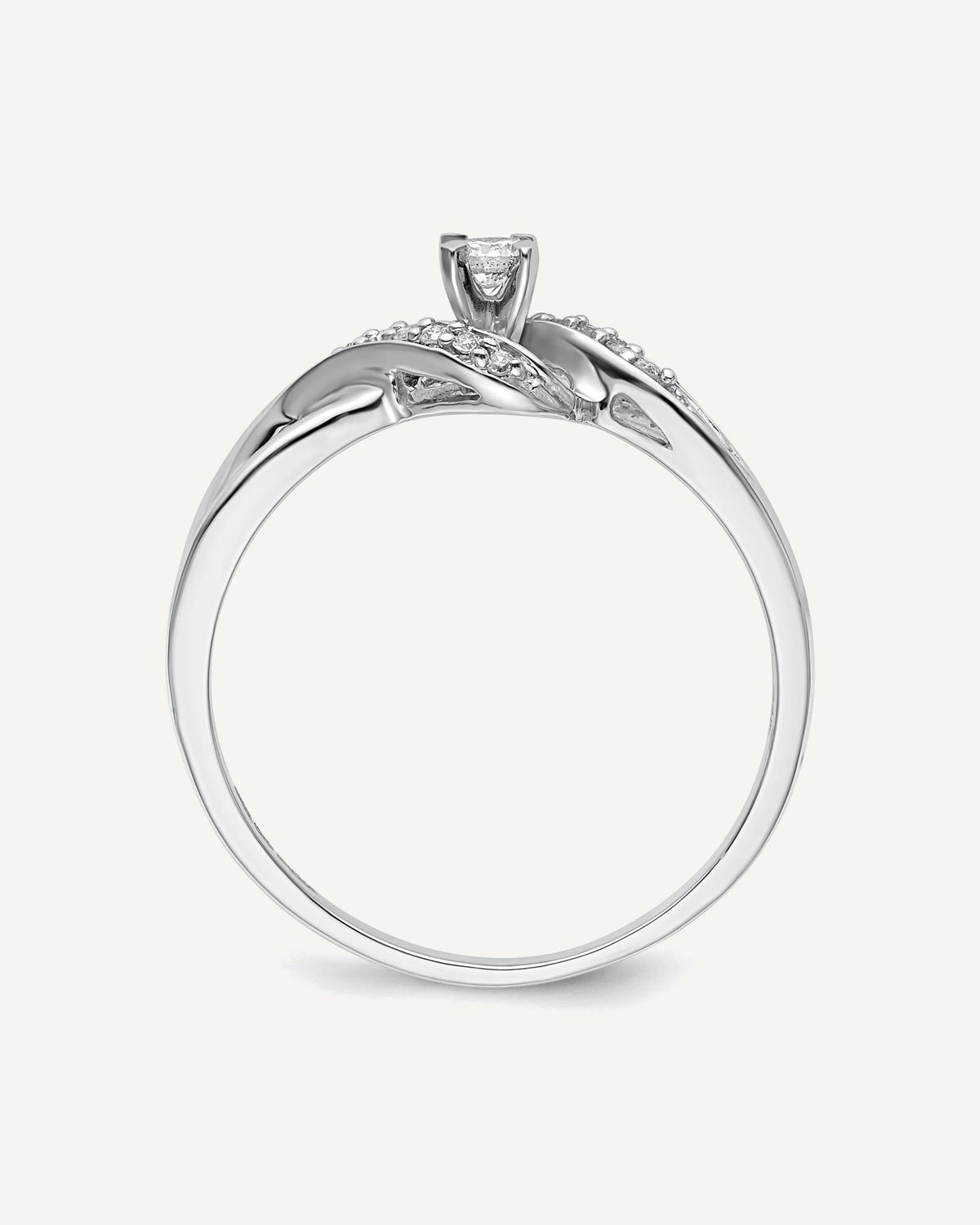 Sterling Silver Rhodium Plated Diamond Promise Ring – View 2