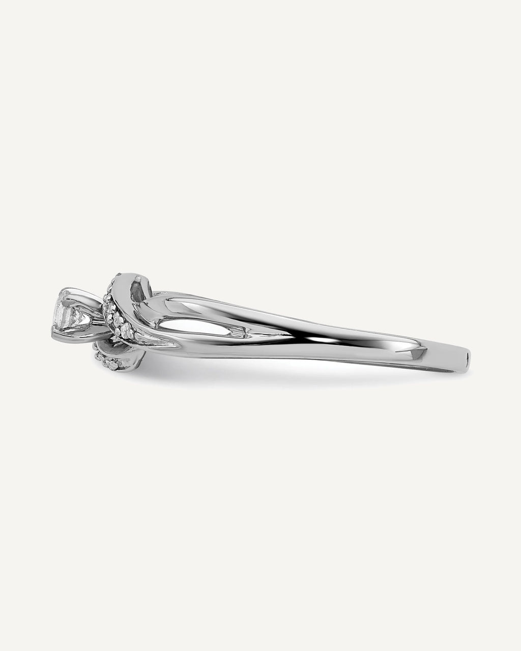 Sterling Silver Rhodium Plated Diamond Promise Ring – View 4